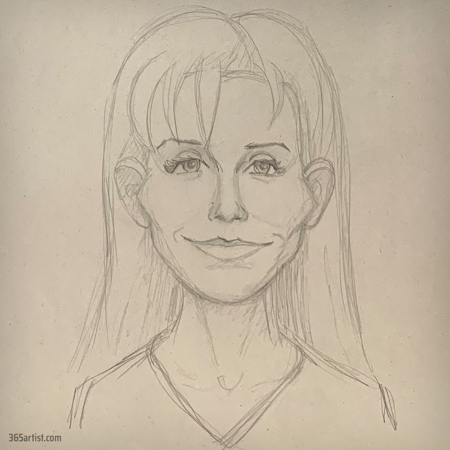 female caricature portrait drawing