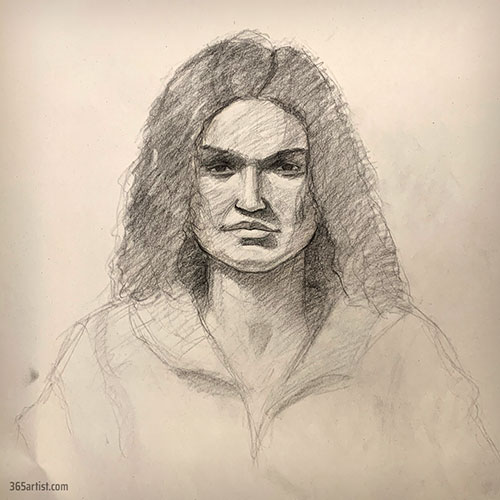 beautiful woman charcoal portrait drawing