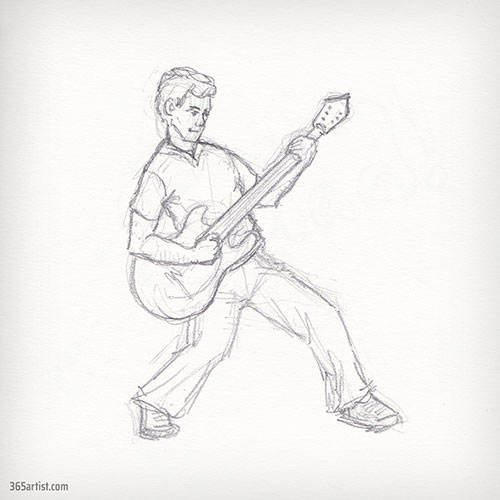 drawing of electric guitar player