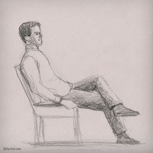 drawing of a sitting man