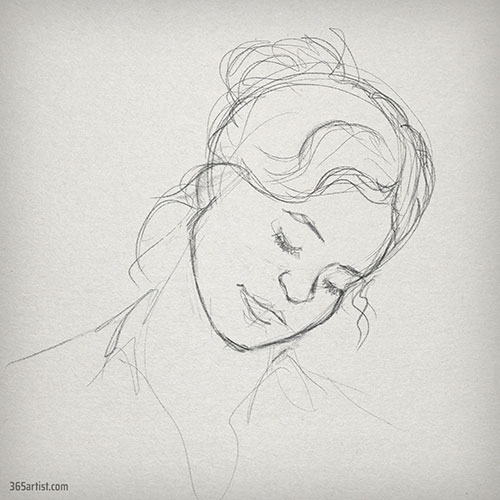 drawing of a sleepy lady
