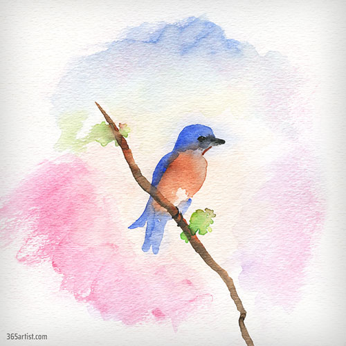watercolor painting of bird