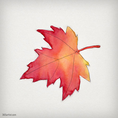 watercolor painting of a leaf