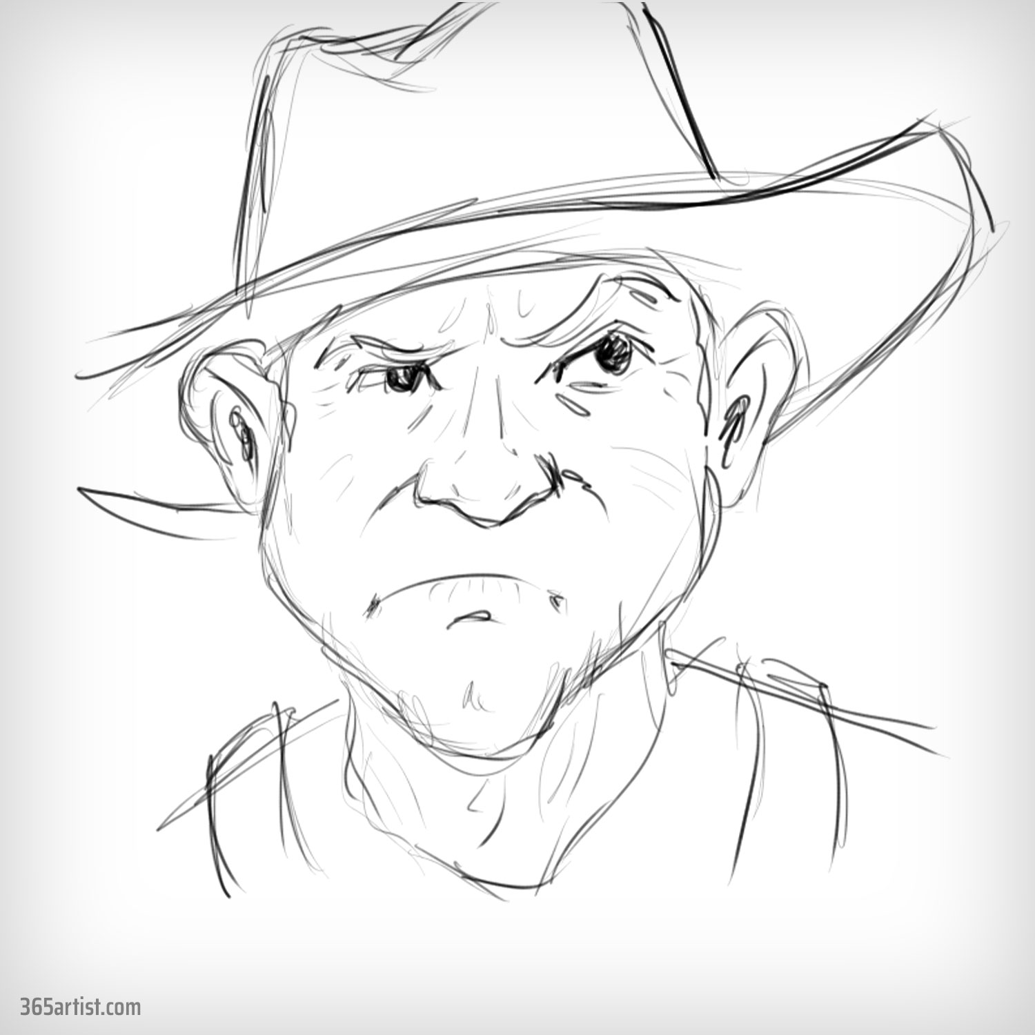 portrait drawing of farmer