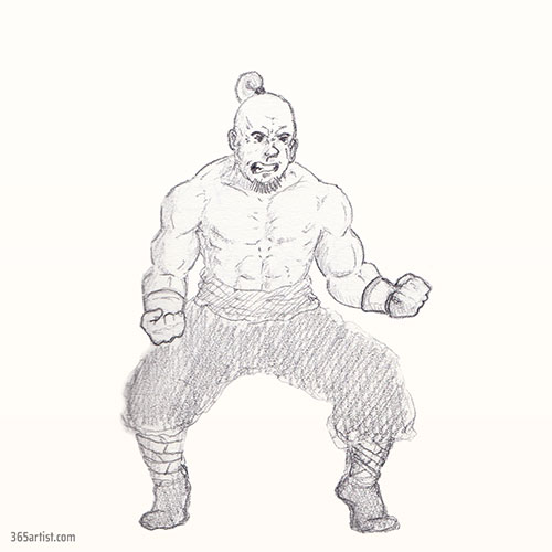 drawing of an asian fighter
