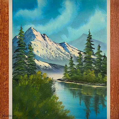 Bob Ross mountain stream painting