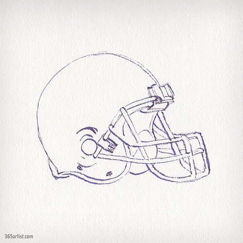 drawing of a football helmet