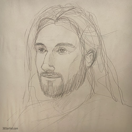 portrait drawing of Jesus