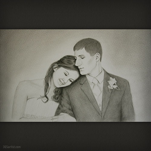 drawing of a wedding couple