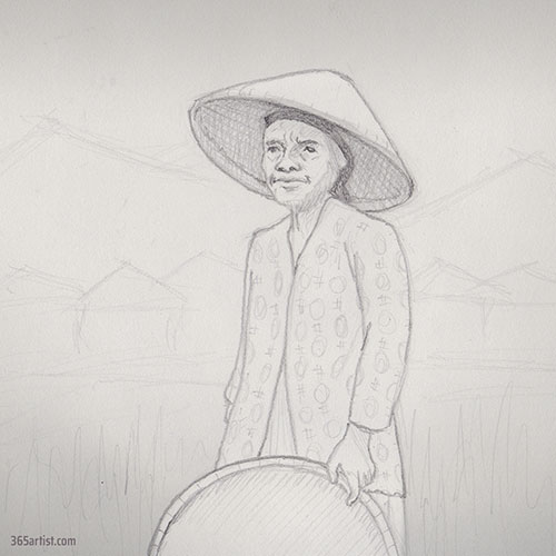 woman in the rice fields