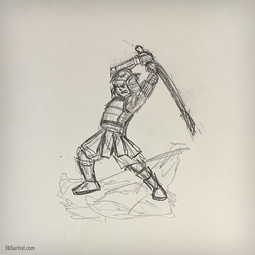 sketch of samurai