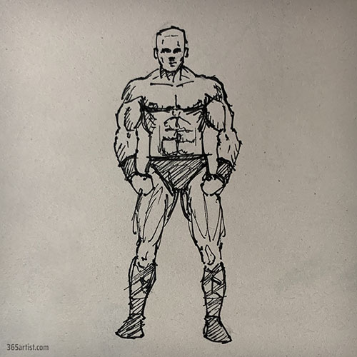 drawing of a strongman