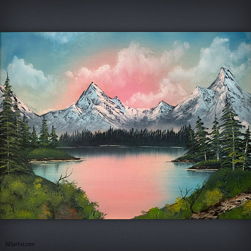 sunrise mountain landscape painting