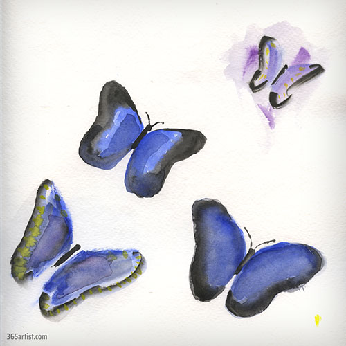 watercolor painting of butterflies