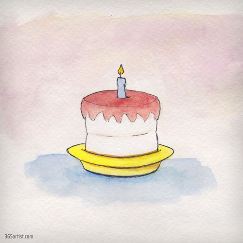 watercolor painting of a cake