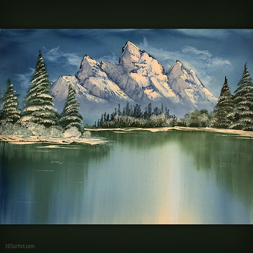 winter lake painting