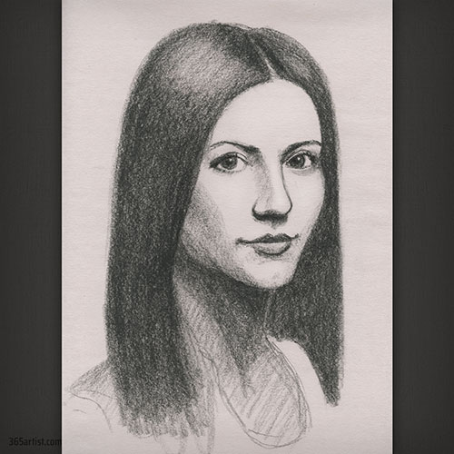 charcoal woman portrait drawing